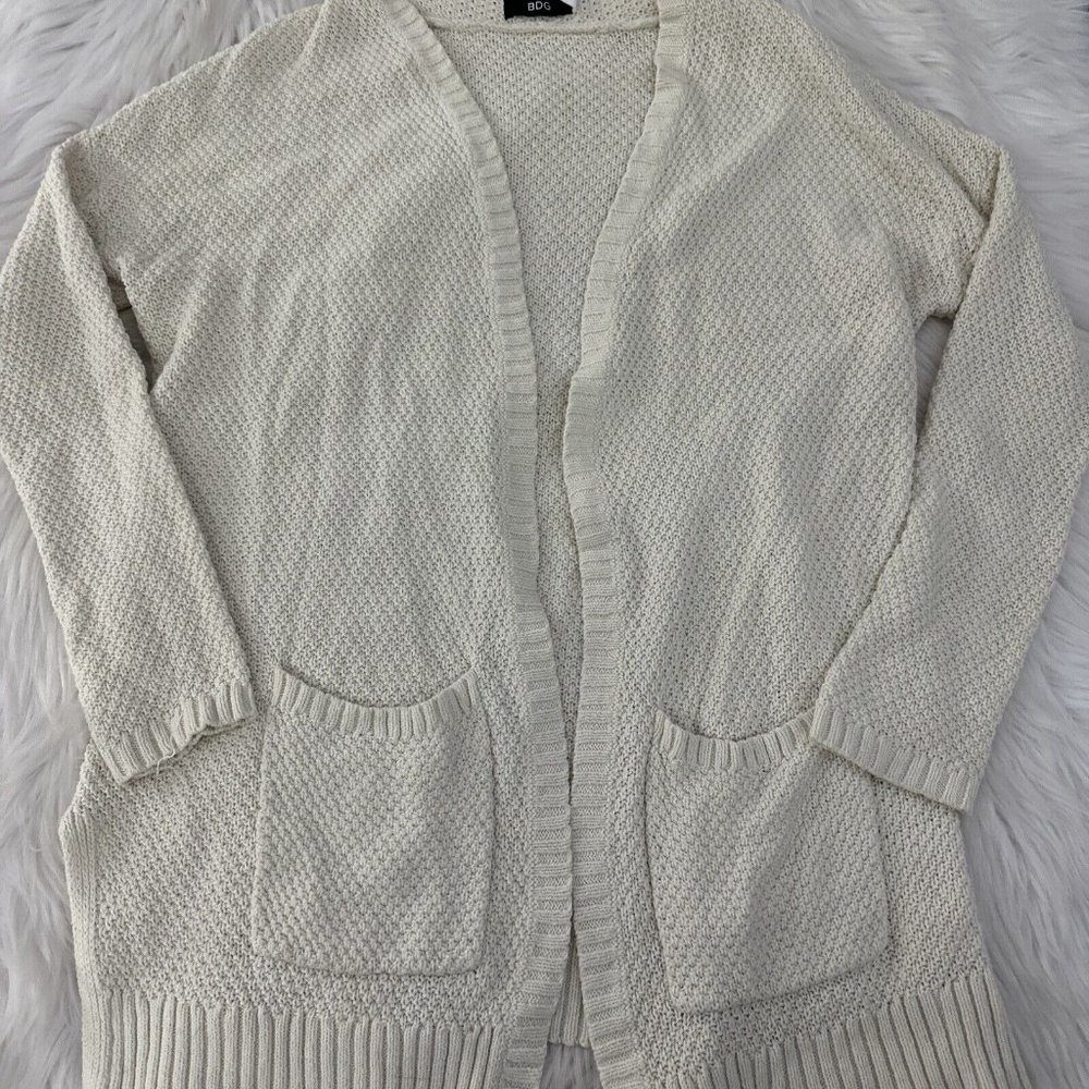 BDG Womens Open Front Oatmeal Knit Sweater Small Cotton Blend